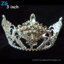 Hermoso completo de cristal de belleza ronda coronas de desfile, coronas nupciales redondas personalizadas completa redonda para la reina